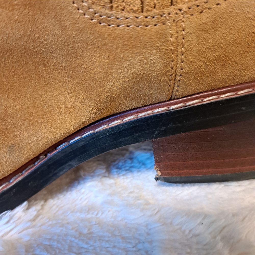 Coach Bowery Chelsea Boots Ankle Booties Camel Tan Suede Pointed Toe Size 6.5 - Picture 11 of 15